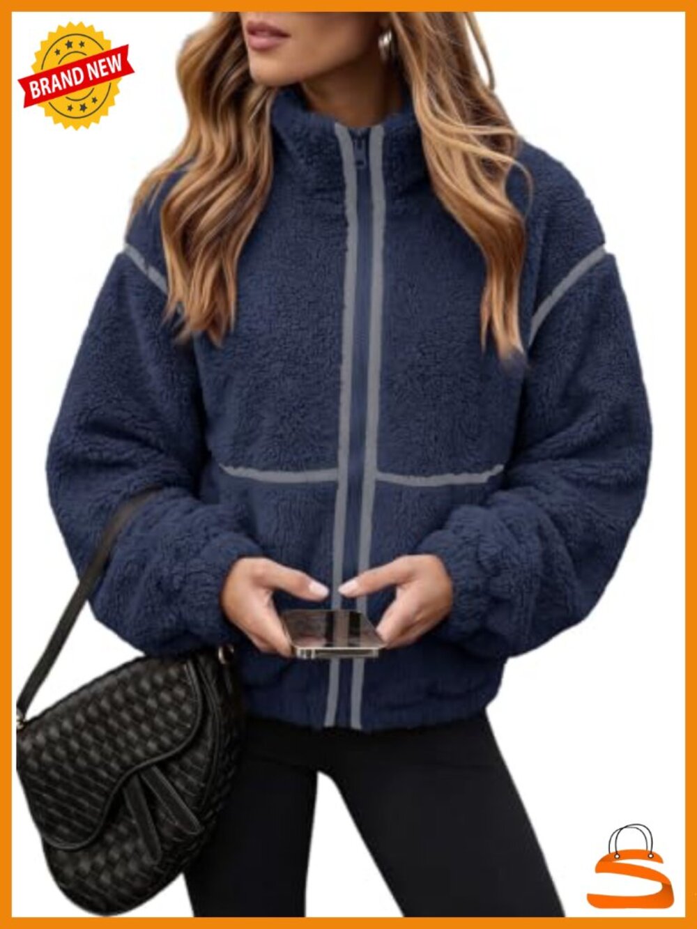 Women's Fleece Zip Jacket Sherpa Winter Coat with Pockets